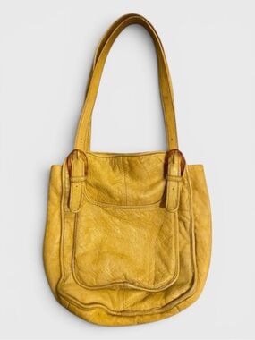 731 Pilcro and the Letterpress Yellow Leather Shoulder Tote Bag